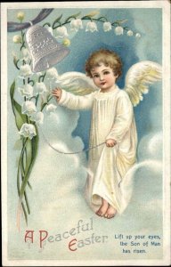 Clapsaddle Easter Int'l Art Angel Ringing Bell Lily of the Valley Vintage PC