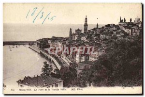 Old Postcard Menton Harbor and Old Town