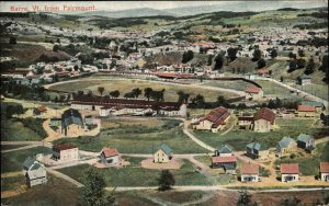 BARRE VT Bird's Eye View from Fairmount c1910 Postcard