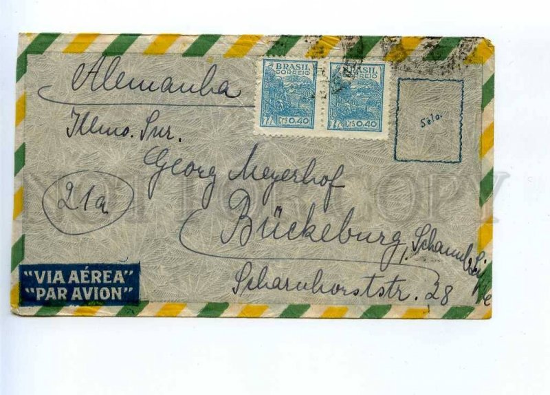 196207 Brazil to GERMANY Vintage real posted airmail cover