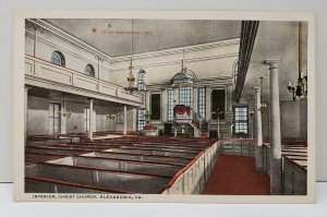 Alexandria VA Interior of Christ Church, Shows Washington's Pew Postcard B6