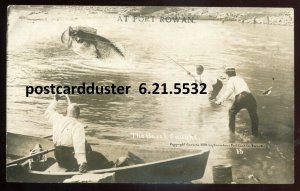 h2032 - PORT ROWAN Ontario 1910s Exaggeration Bass Fishing. Real Photo Postcard