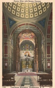 Center Altar Bronze Canopy Franciscan Monastery Washington DC Vintage Postcard