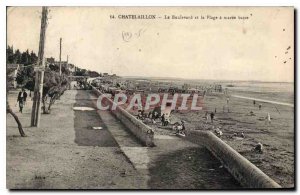 Old Postcard Chatelaillon Boulevard and the Beach at low tide