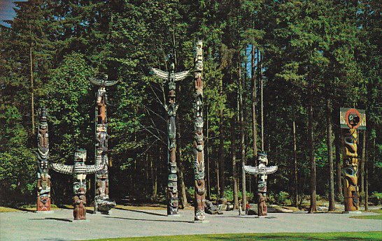 Canada Indian Totem Poles Stanley Park Vancouver British Columbia