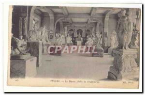 Troyes Old Postcard The museum hall sculptures