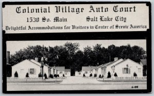 Vtg Salt Lake City Utah UT Colonial Village Auto Court Motel 1950s View Postcard