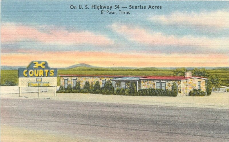 Postcard 1940s Texas El Paso EHC Courts occupation roadside Nationwide 23-13289