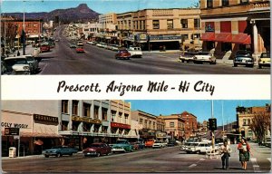 Postcasrd AZ Prescott Gurley Street cars Piggly Wiggly JC Penney