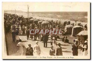 Old Postcard Deauville Fleurie Beach Promenade and Beach