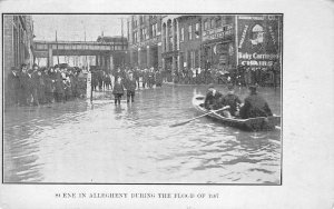 Street Scene, Allegheny, PA Flood of 1907 Pennsylvania Vintage Postcard