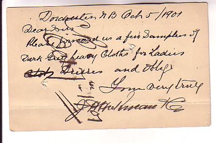 Postal Stationery Postcard, 1901 Split Ring Cancel, Dorchester, New Brunswick