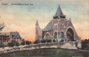 Hand Colored Postcard Chapel at National Military Home, Kansas~128224