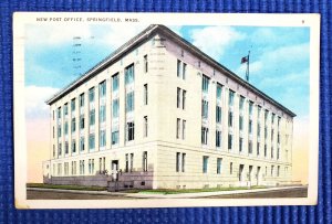 Vintage United States Post Office Springfield Massachusetts Posted 1936 Postcard