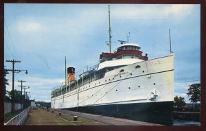 h2439 - Steamer SS ASSINIBOINE Postcard 1960s SAULT STE. MARIE Ontario in Locks