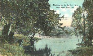 Indiana South Bend Crabbing St Joe River #11440 1909 Postcard 22-7571