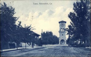 Bakersfield California CA Tower Street Blue Tint c1910 Postcard