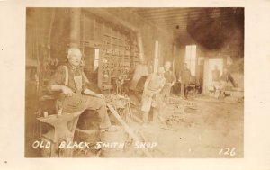 Old Black Smith Shop Real Photo People Working Unused 