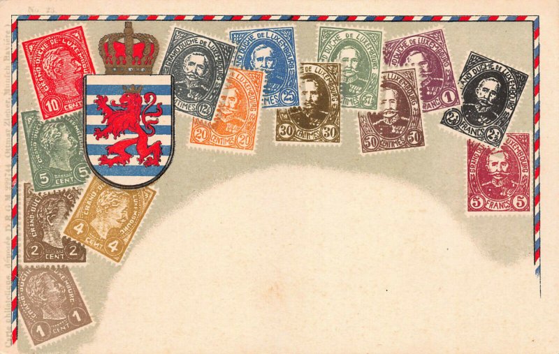 Luxembourg Stamps on Early Postcard, Unused, Published by Ottmar Zieher