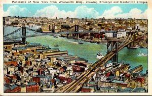 New York City Panorama Of New York From Woolworth Building Showing Brooklyn a...