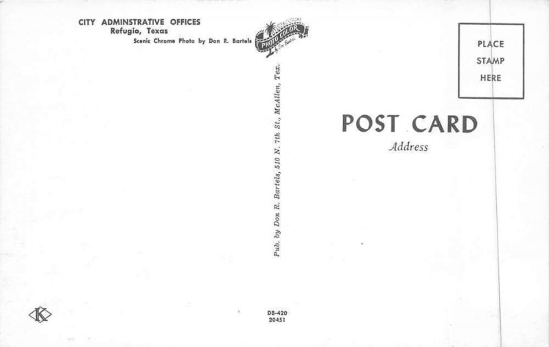 Refugio Texas City Admin Offices Vintage Postcard AA89978