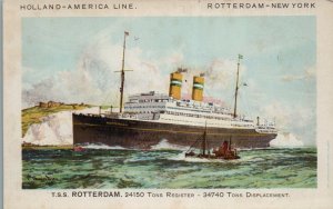 1930s TSS Rotterdam Ocean Liner Holland-America Line Steamship Postcard