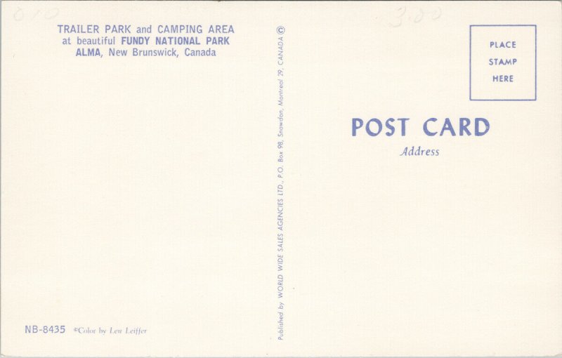 Trailer Park & Camping Alma NB New Brunswick Fundy National Park Postcard F30