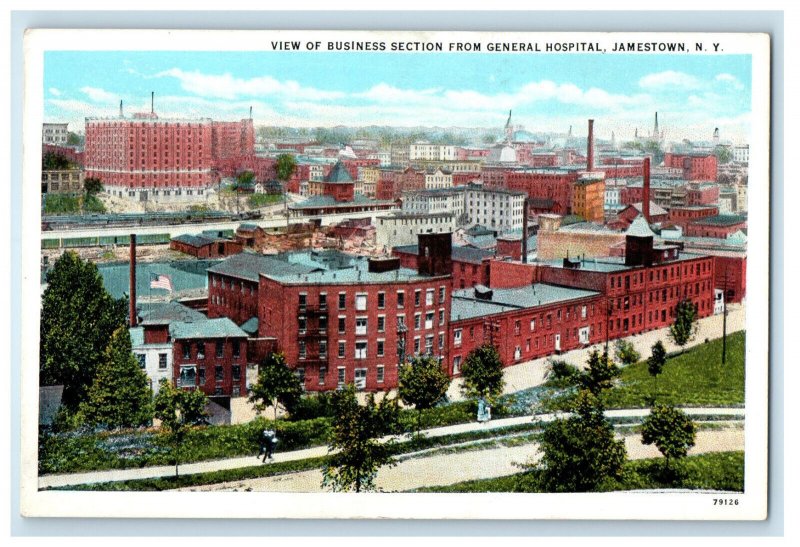 c1920s View of Business Section from General Hospital New York NY Postcard