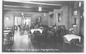 RPPC  Rose Tree Tea House, Pasadena, CA Interior c1920s Antique Photo Postcard