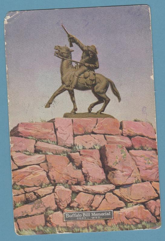 Buffalo Bill Memorial Statue Cody, Wyoming Vtg Postcard