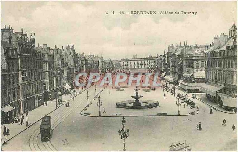 Postcard Old Allees de Tourny Bordeaux Tramway