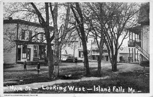 Island Falls ME Main Street Storefronts Looking West in 1911 Postcard