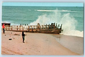 Hatteras North Carolina NC Postcard The Outer Fisherman Fishing 1972 Vintage
