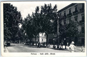 c1930s Palermo, Italy Viale della Liberta Street Scene Trees Buildings A342