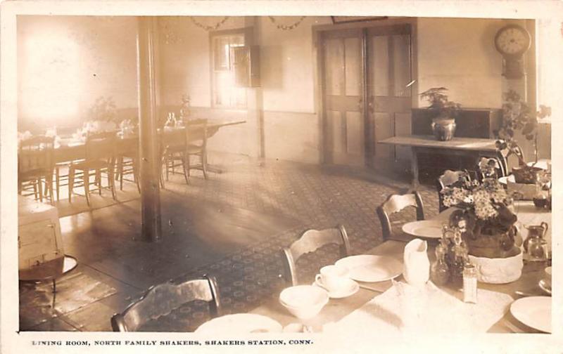 Living room, North Family Real photo Shaker Station, Connecticut USA Shaker U...