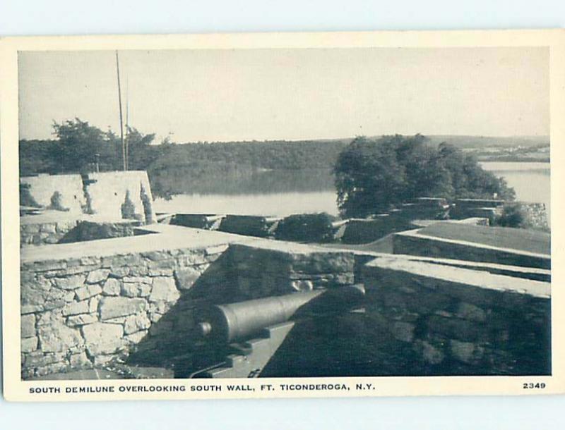 Pre-1980 SOUTH WALL WITH CANNON Fort Ticonderoga New York NY hn5872