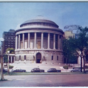 RARE c1940s Chicago Elks Memorial Cars Mike Roberts Postcard Kodachrome Vtg A63