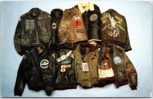 VINTAGE POSTCARD WORLD WAT II LEATHER AVIATION FLIGHT JACKETS & SQUADRON PATCHES