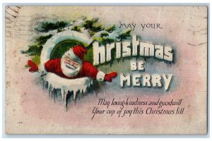 c1910's Merry Christmas Santa Claus Mount Morris Illinois IL Antique Postcard