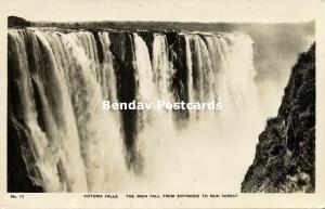 rhodesia, VICTORIA FALLS, The Main Fall from Entrance to Rain Forest (1942) RPPC