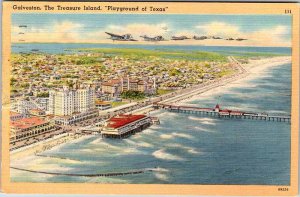 Postcard AERIAL VIEW SCENE Galveston Texas TX AK5660