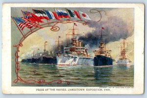 1907 Jamestown Virginia VA Postcard Pride Navies War Vessels Exposition Nations
