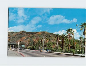 Postcard Palm Tree lined Highland Avenue, Hollywood, Los Angeles, California