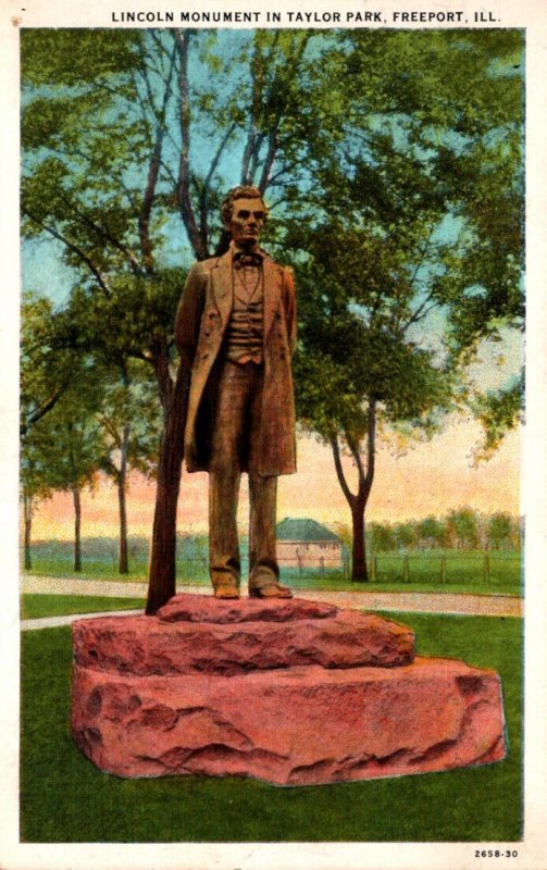 Illinois Freeport Lincoln Monument In Taylor Park 1948 Curteich