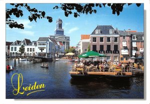 B109170 Netherlands Leiden River Bridge Terrace Town Hall