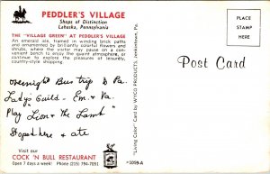 Lahaska Pennsylvania Peddlers Village Village Green Chrome WOB Postcard 