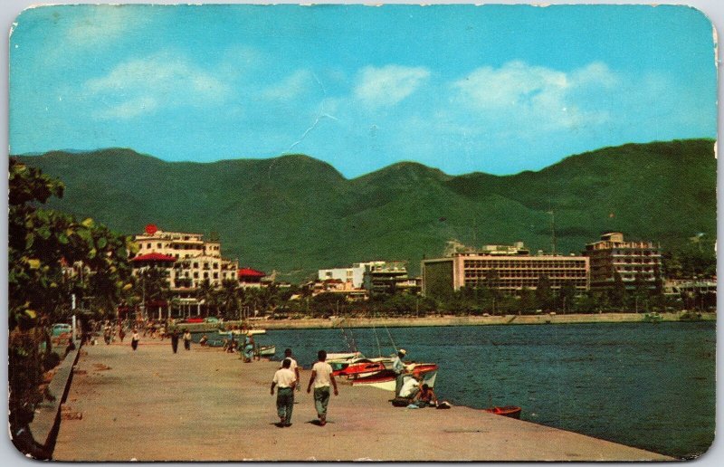 View Of Mole Acapulco Gro Mexico Boardwalk Stroll Mountain Buildings, Postcard
