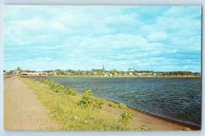 New Brunswick Canada Postcard View of Bathurst Skyline from Causeway c1950's