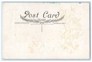 c1910's Easter Greeting Woman Playing Piano White Roses Embossed Postcard