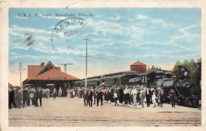 Watertown, Wisconsin USA Train C & NW. Depot 1926 